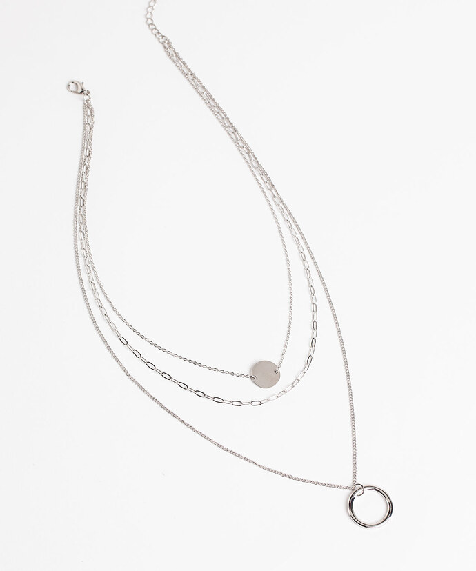 Circle Pendant Layered Necklace Image 3