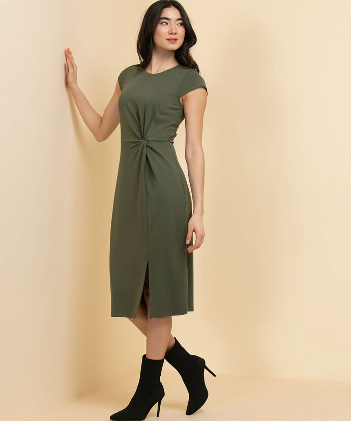 Short Sleeve Midi Dress with Knotted Side Image 1