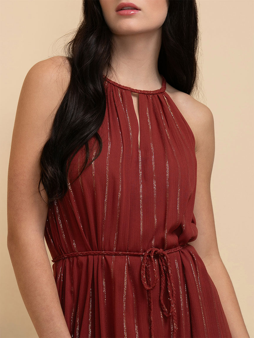 Maroon dress 2025 with belt