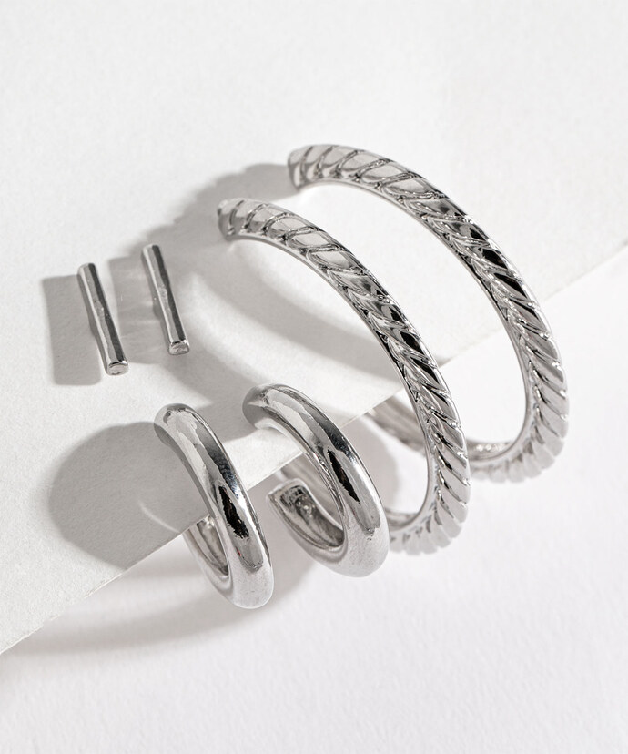 Silver Multi-Pack Post and Hoop Trio Image 1