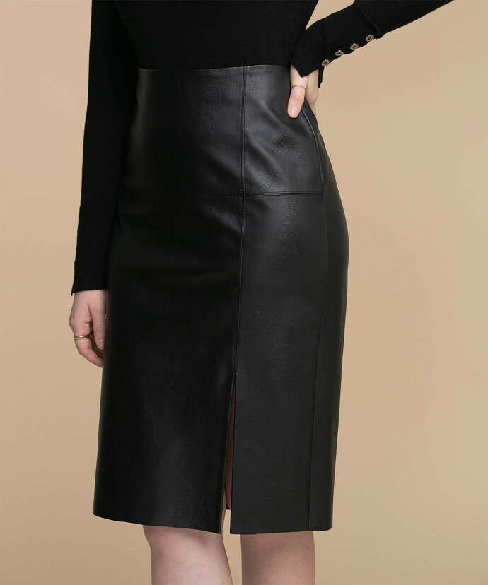 Faux Leather Midi Skirt Image 4