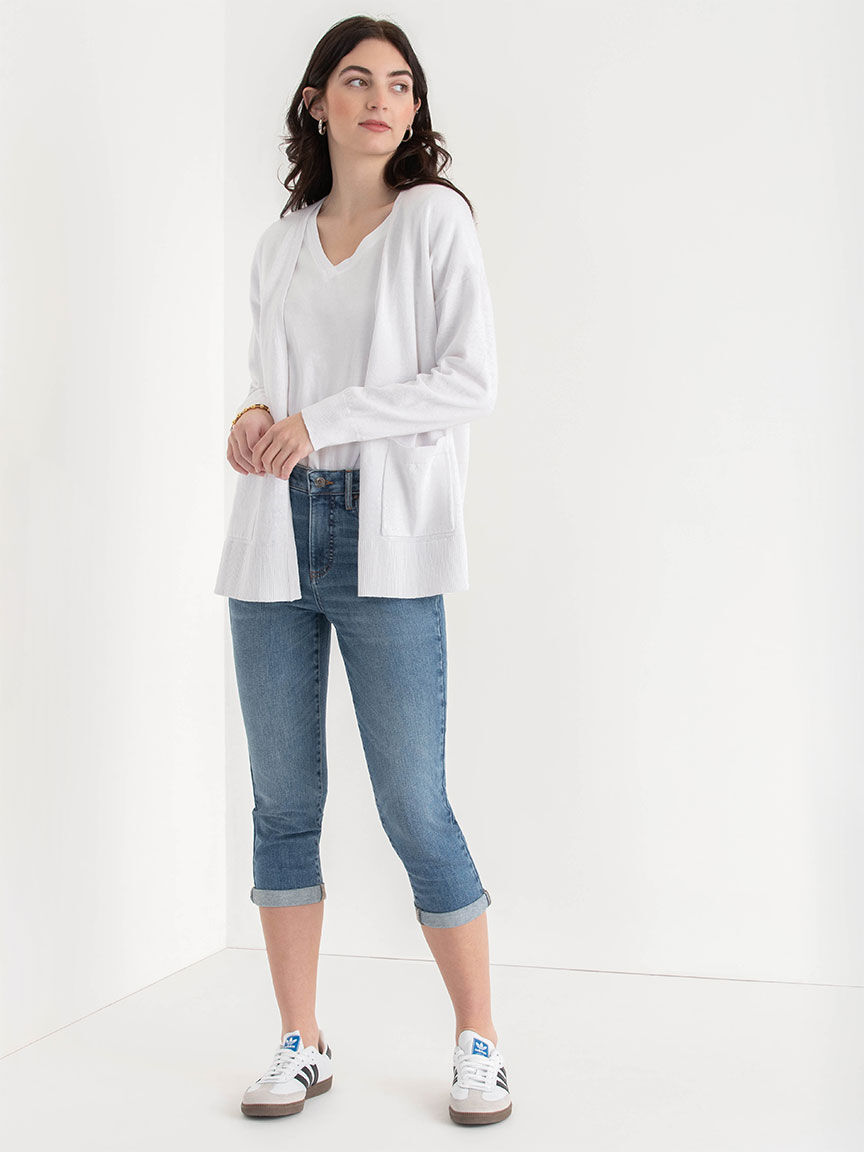 Relaxed Linen Blend Open Front Cardigan Rickis