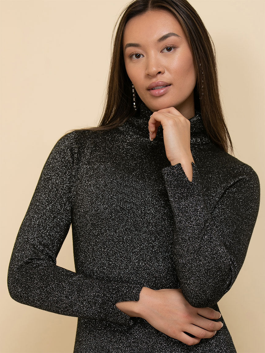 Black sparkle turtleneck hotsell