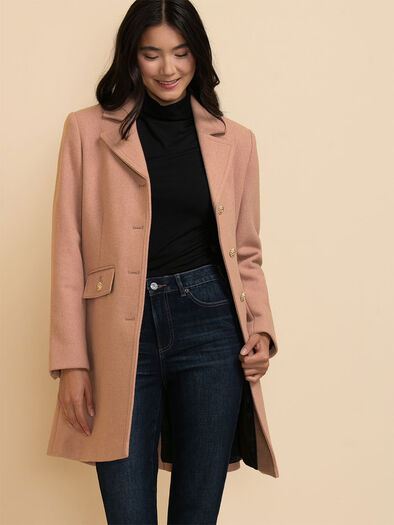 Camilla Wool Blend Straight Coat, Pink