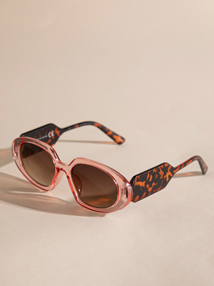 Oval Translucent Pink Sunglasses Image 2