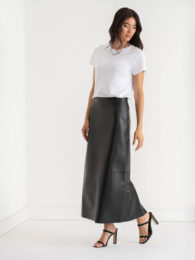 Faux Leather Maxi Skirt, Black Faux Leather Maxi Skirt, Black