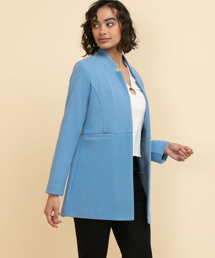 Long Line Blazer with Inverted Lapel Image 4