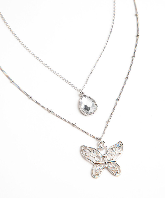 Butterfly/Gem Pendant Necklace Image 2
