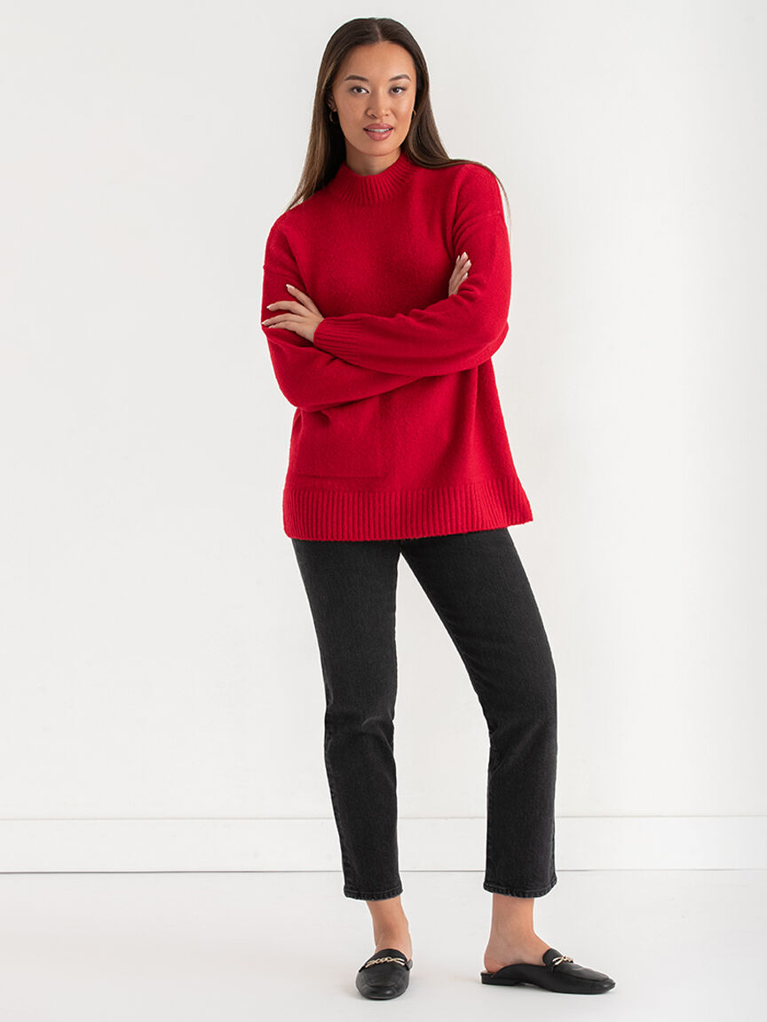 Mock Neck Tunic Sweater Ricki s Size S Goji Berry Colour