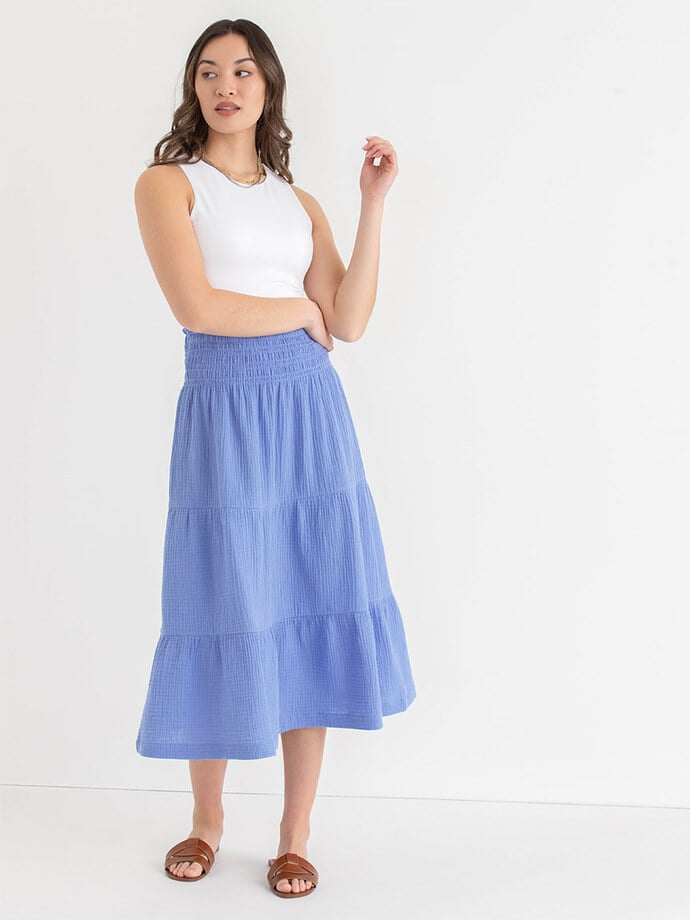 Tiered Crinkle Cotton Skirt Image 3
