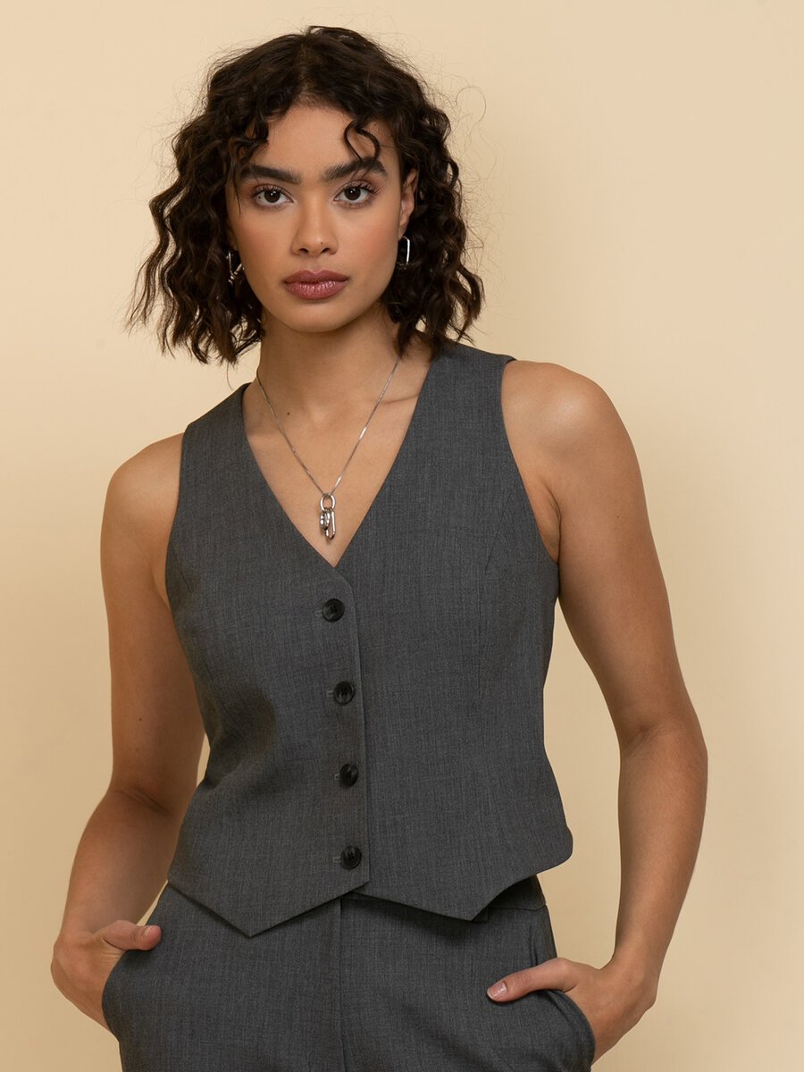 Button-Up Fitted Vest in Luxe Tailored