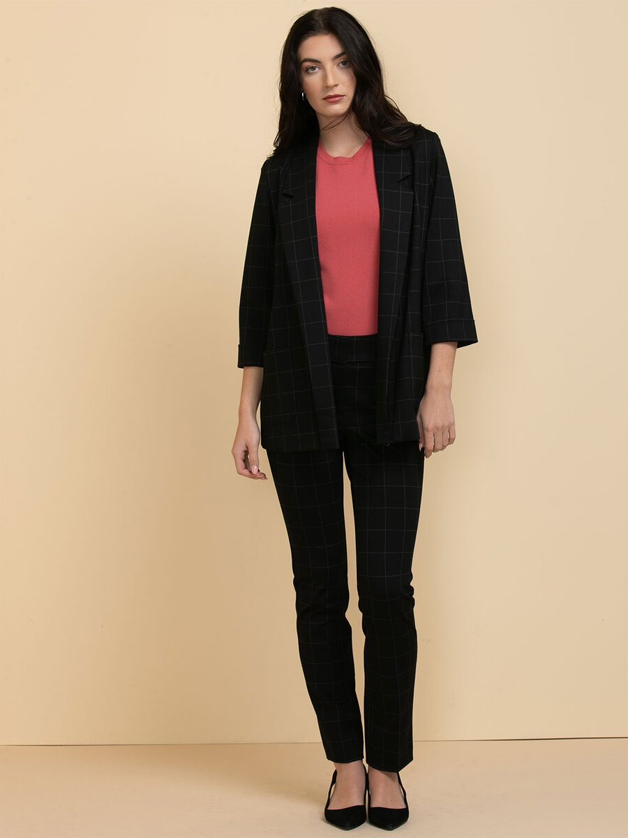 Mid-Length Open Front Blazer in Luxe Ponte