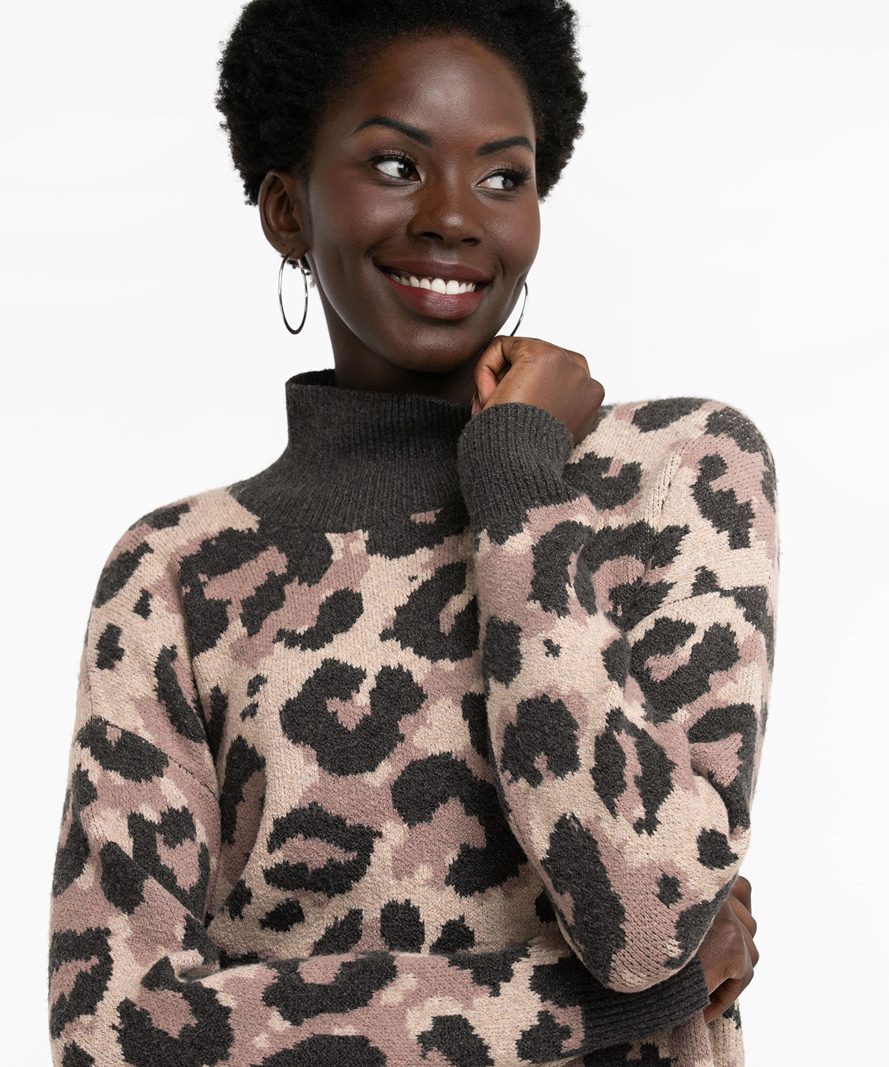 Animal print store polo neck