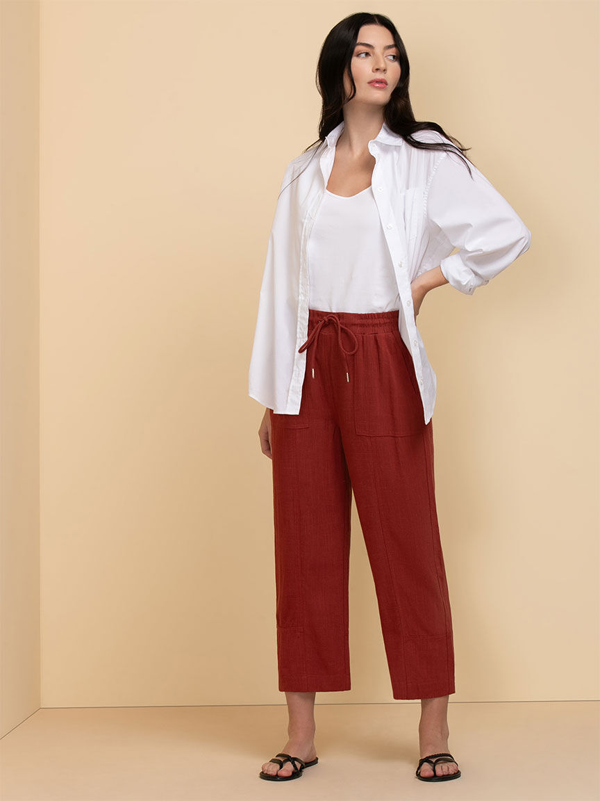 Linen crop new arrivals pants