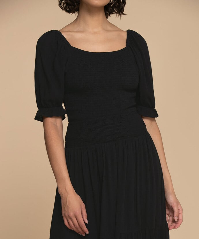 Crop Length Smocked Top with Puff Sleeve Image 4