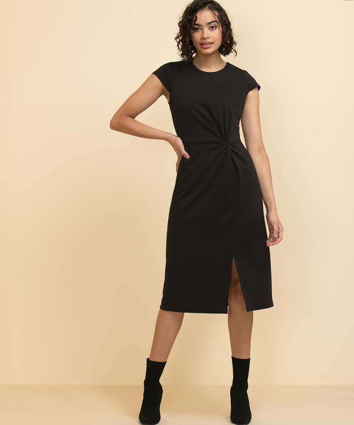 Short Sleeve Midi Dress with Knotted Side Image 2