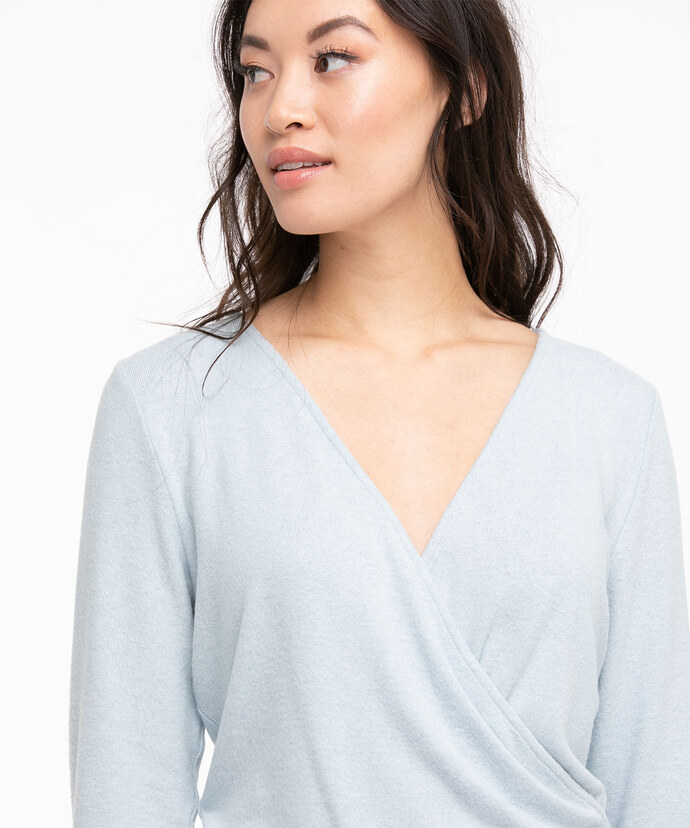 Long Sleeve Banded Wrap Top Image 3