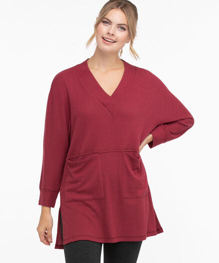 Split Neck Tunic Top, Rhododendron