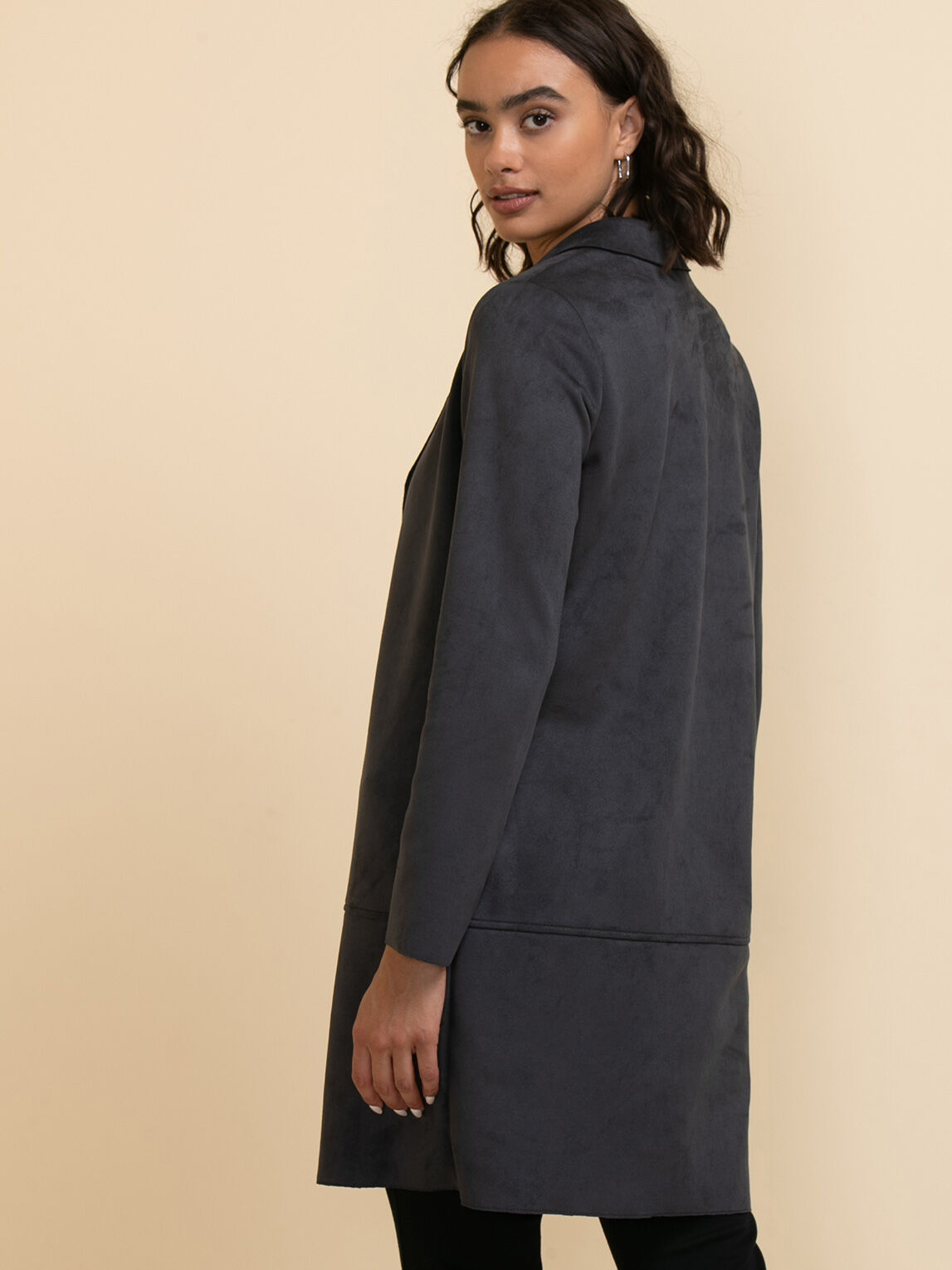 Faux suede longline jacket cheap