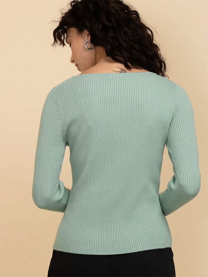 Ribbed Boat Neck Sweater Image 5