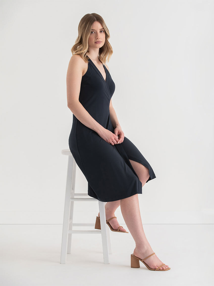 Belted wrap midi dress clearance