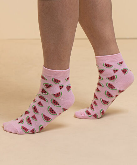 Pink Watermelon Ankle Socks, Pink