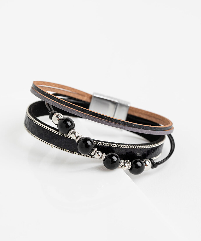Black Multistrand Snap Bracelet Image 1