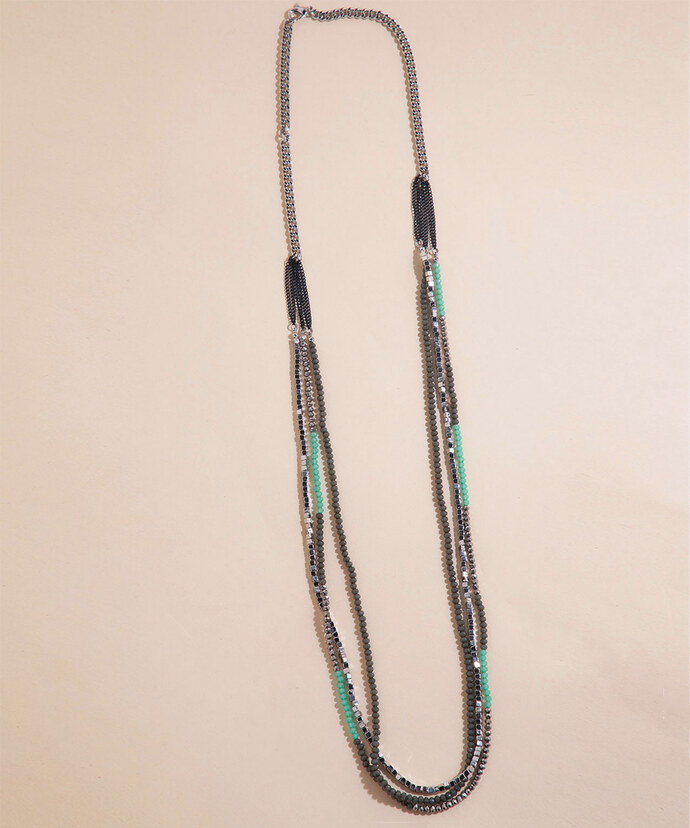 Long Layered Beaded Necklace Image 1