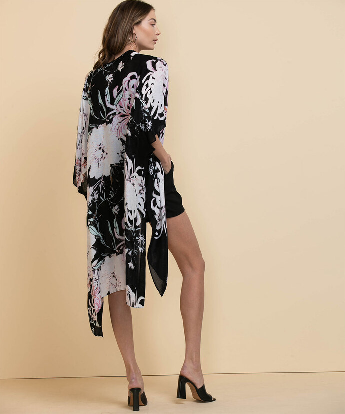 Black Ruana with Floral Print Image 5