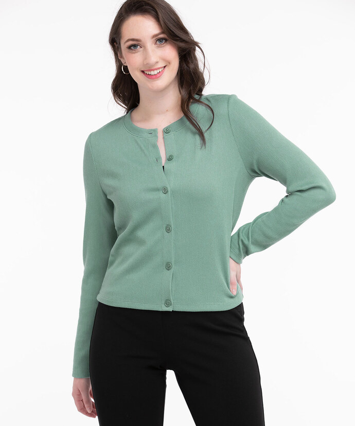 Ribbed Button Front Cardigan Image 2