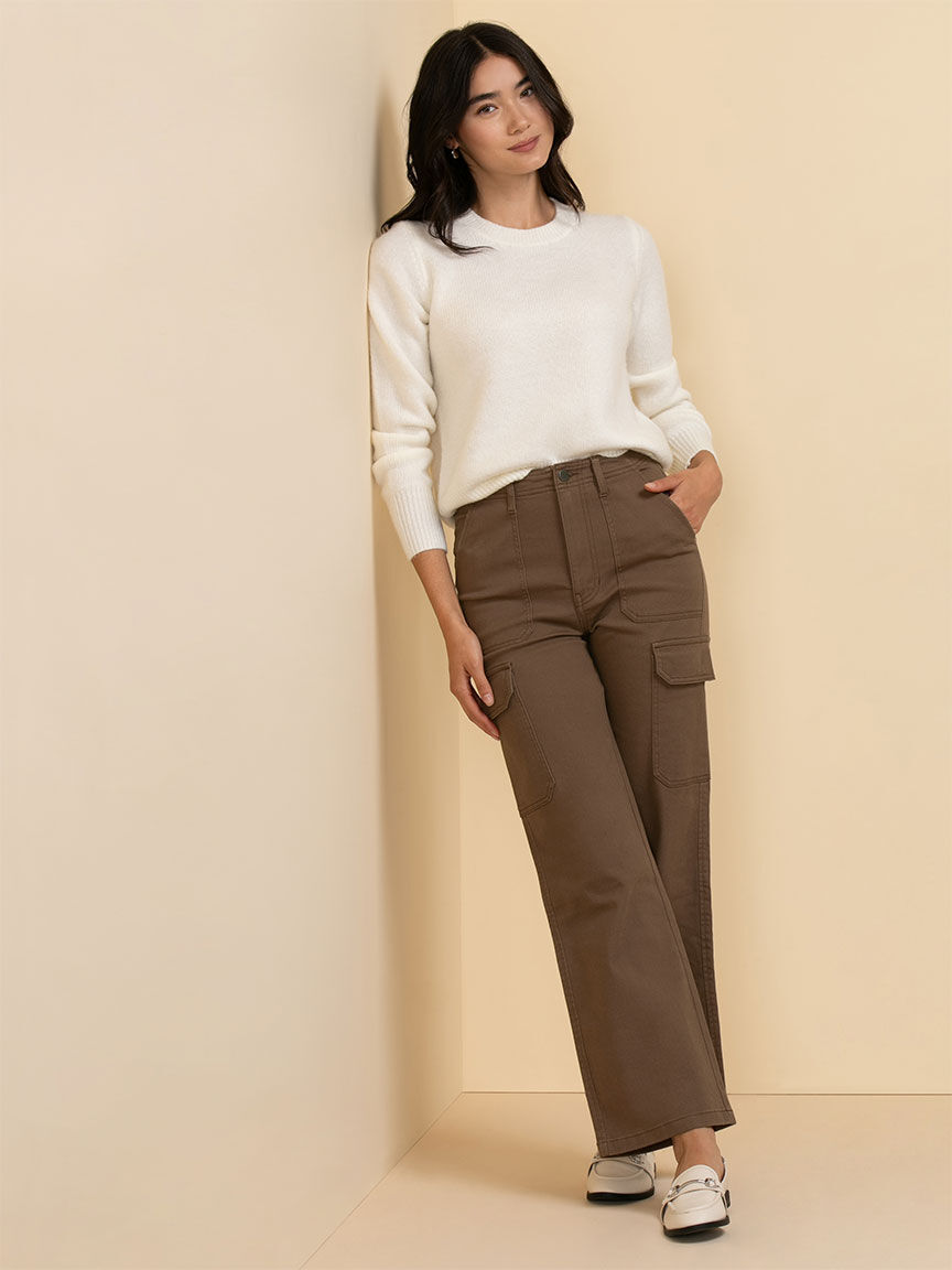 Khaki wide store leg jeans