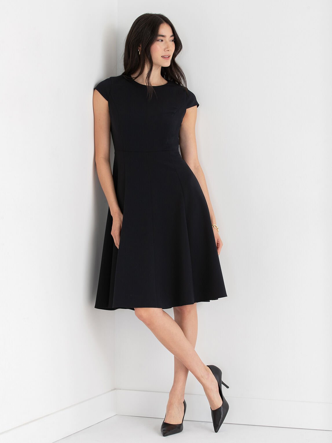 Ricki s Short Sleeve High Neck Fit Flare Dress