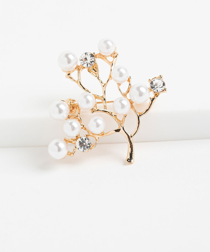 Gold & Pearl Tree Brooch Image 1