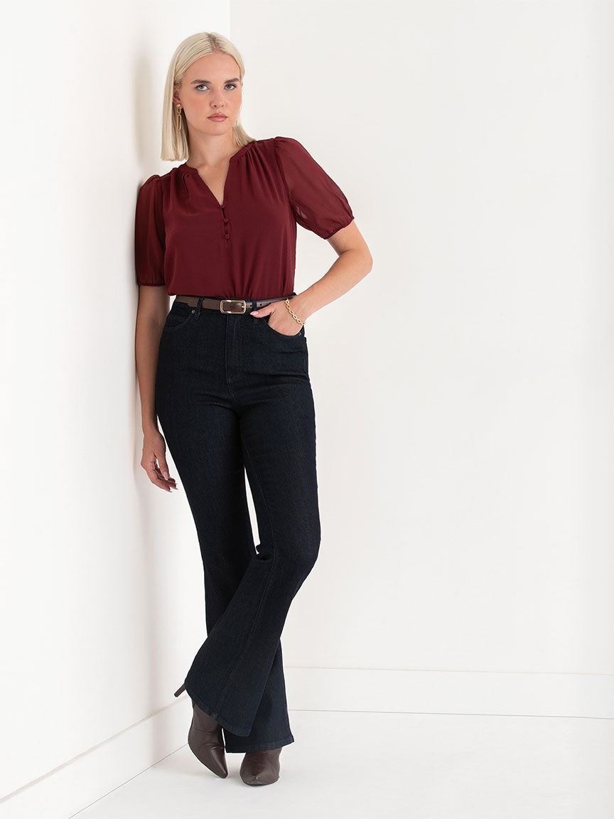 Black short sleeve blouse shop