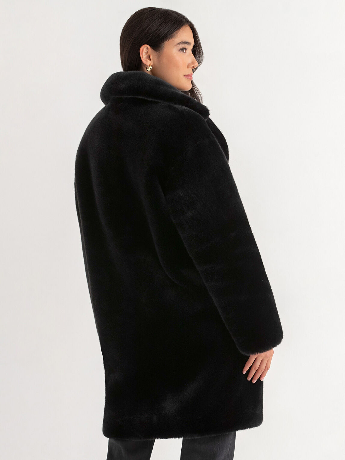 Next black faux fur coat online