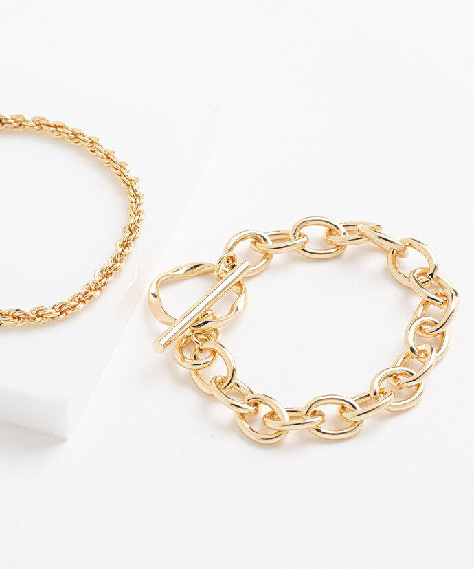 Gold Chain Bracelet 2-Pack Image 3