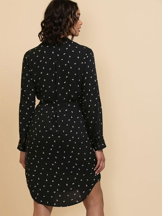 Long Sleeve Shirtdress with Roll Sleeves Image 5