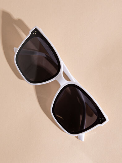 White Wayfarer Style Sunglasses, White