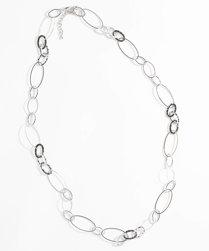 Long Textured Circle Chain Necklace Image 2