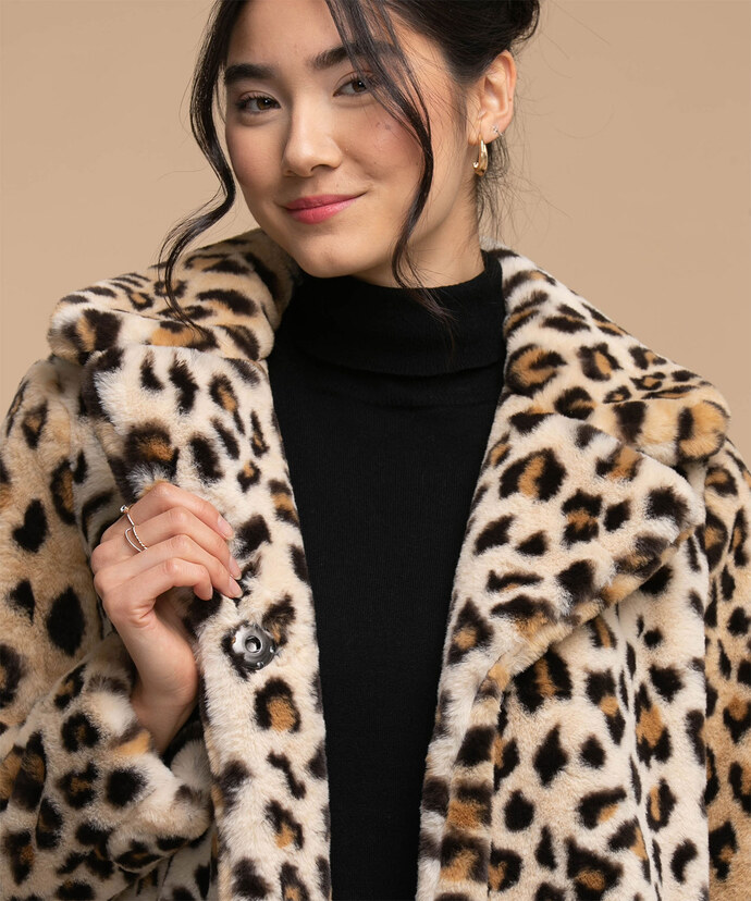 Animal Print Faux Fur Coat Image 4
