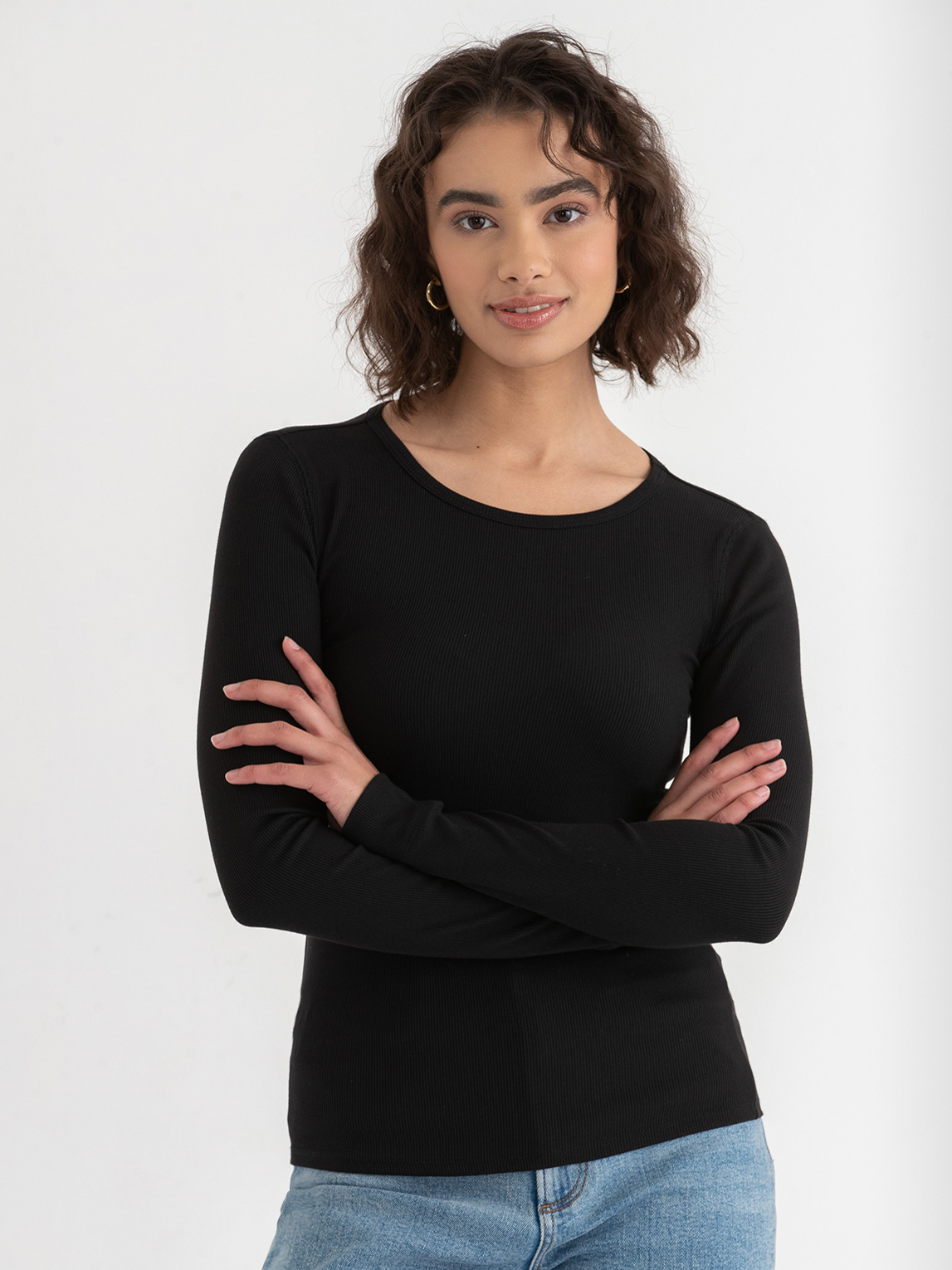 Long Sleeve Ribbed Crewneck Top