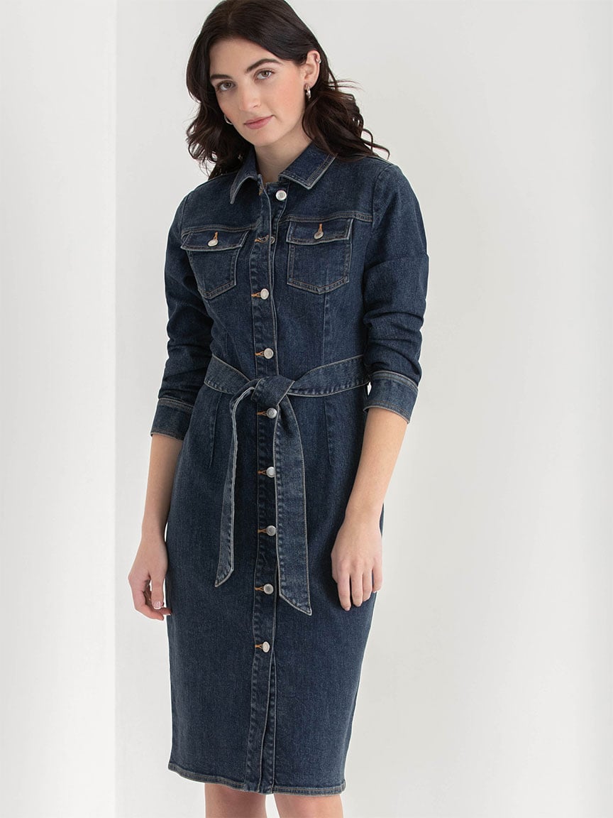 Long Sleeve Denim Midi Dress