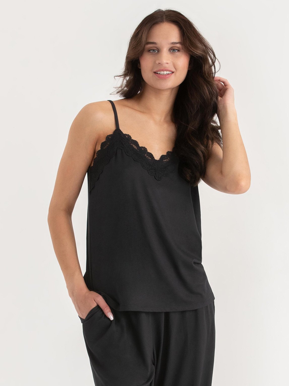 Lace Trim Cami with Crop Pant Sleepset