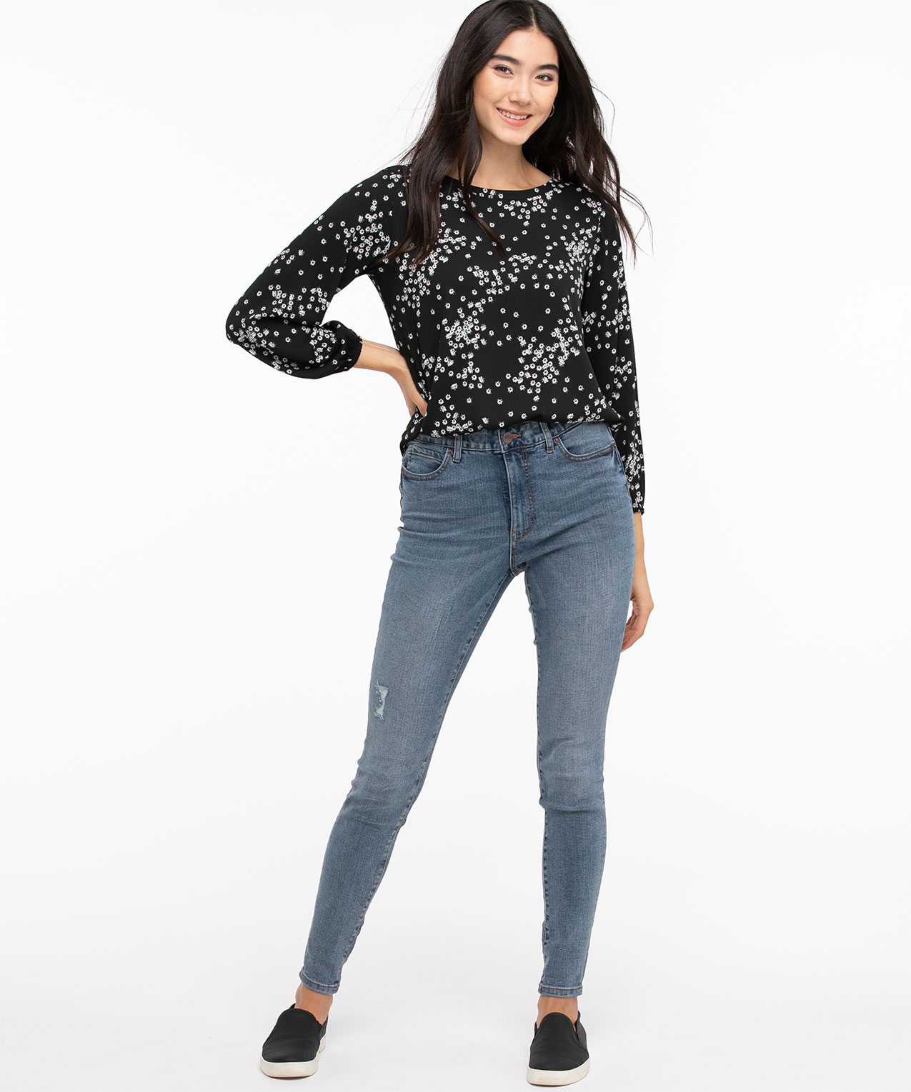 Voluminous Sleeve Scoop Neck Blouse
