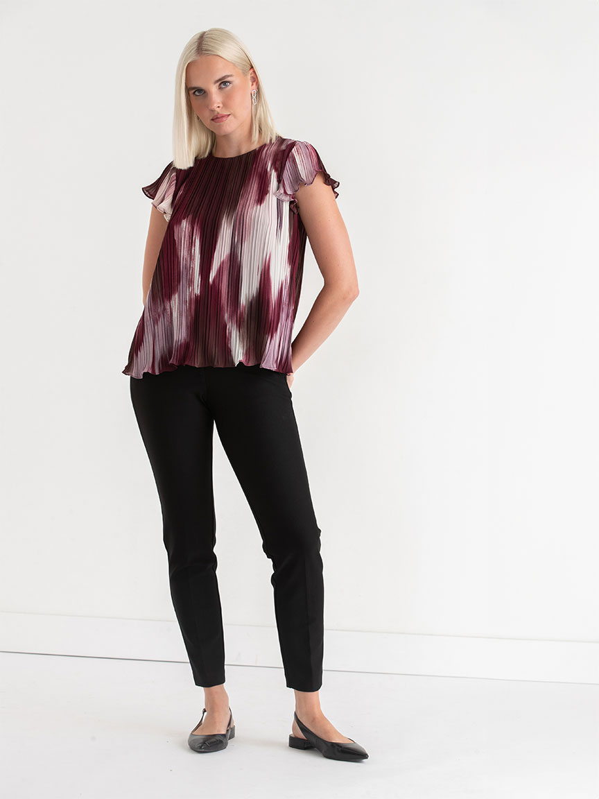 Short Sleeve Pleated Chiffon Blouse