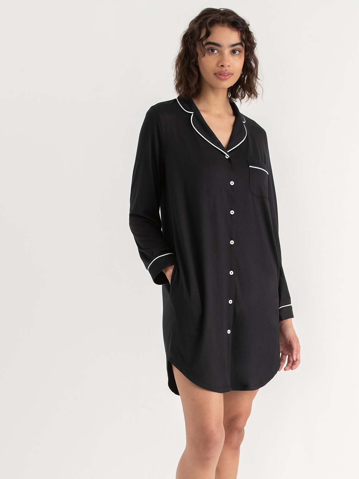 Long Sleeve Button-Down Sleep Shirt