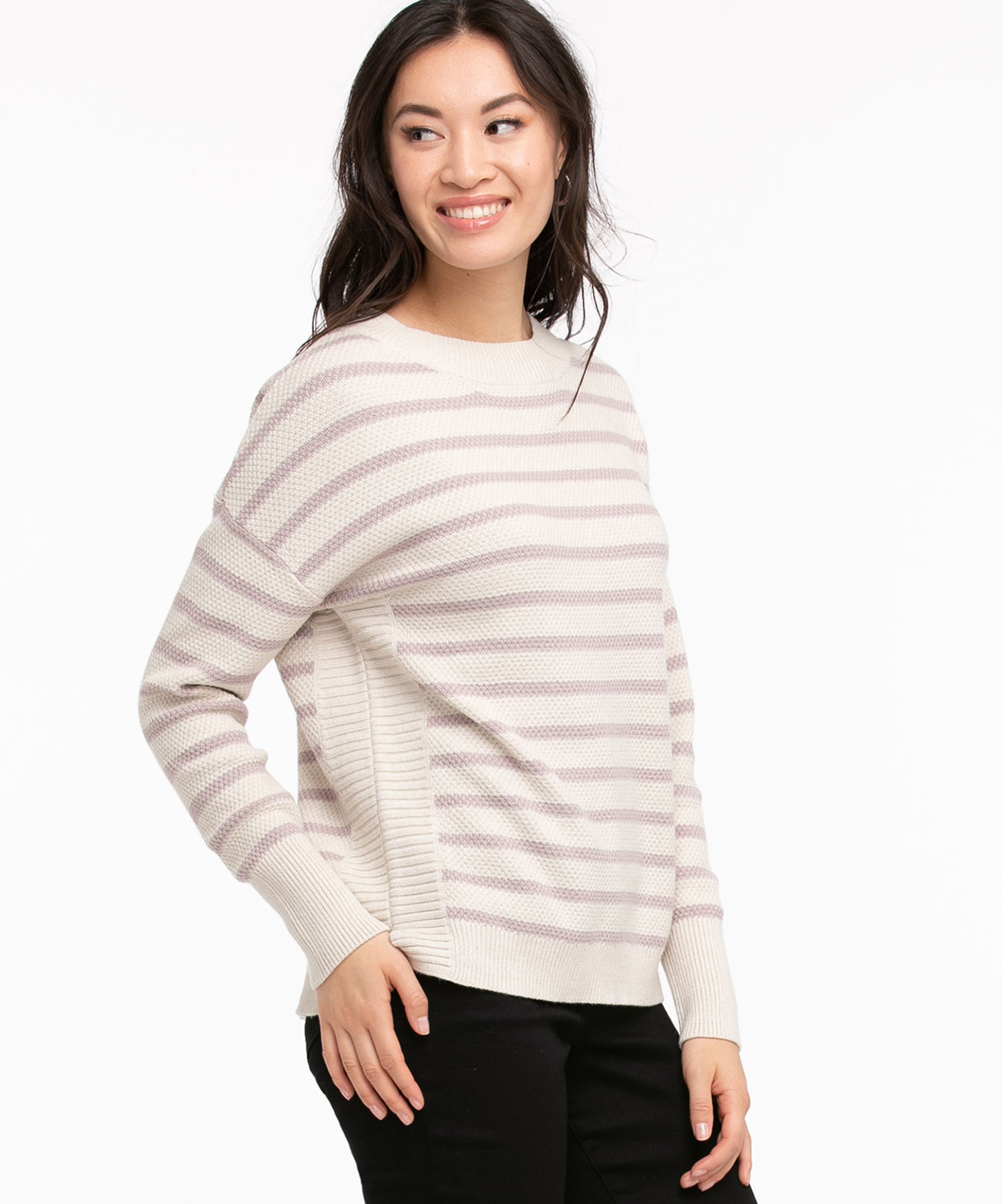 Waffle Knit Side Tab Sweater