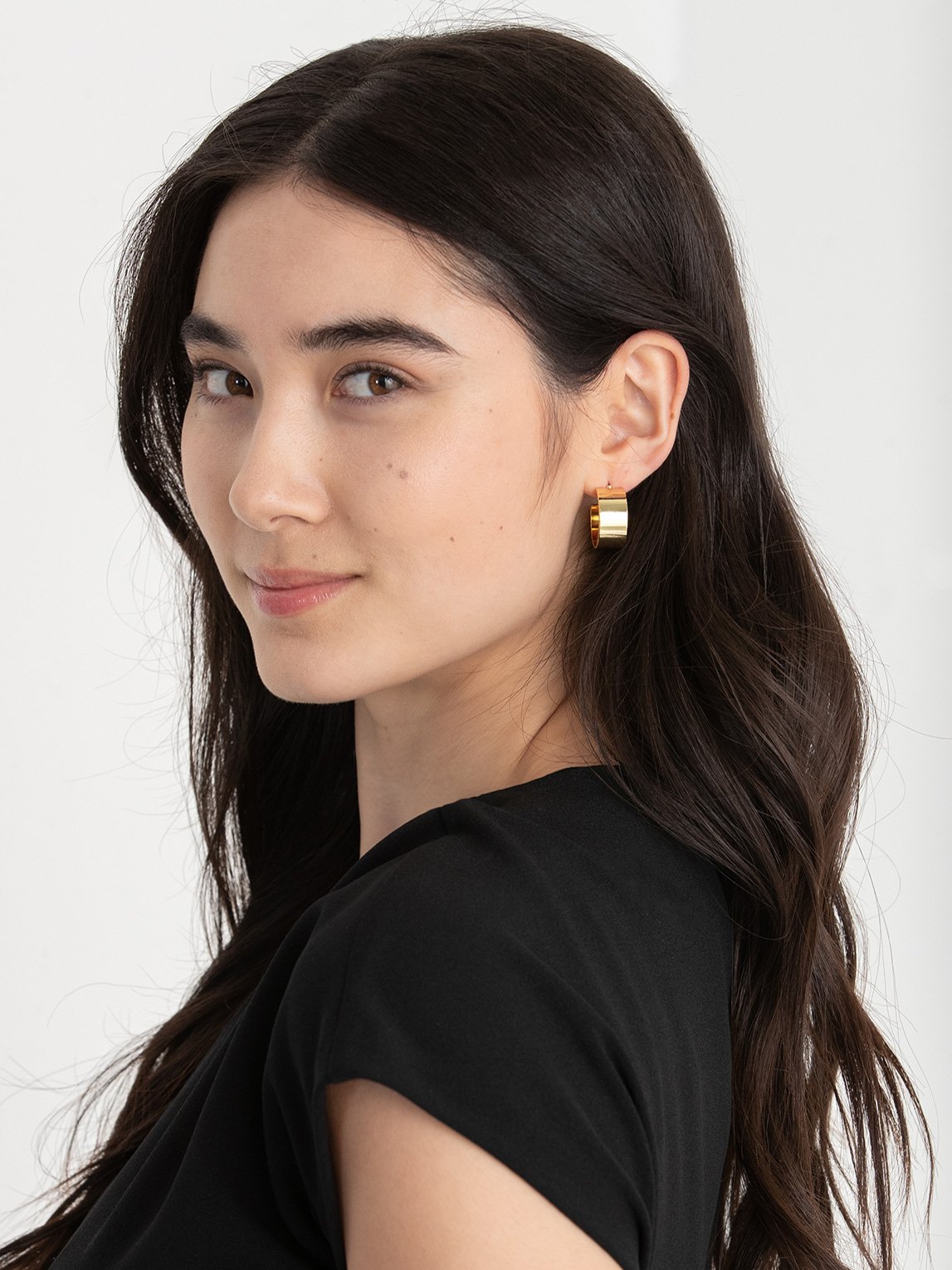 Gold Wide Flat Hoop Earrings