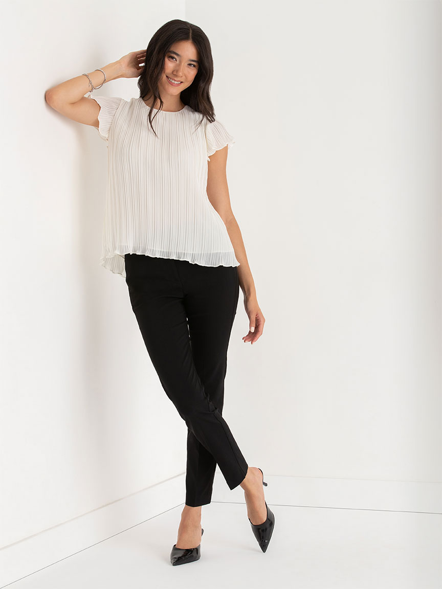 Short Sleeve Pleated Chiffon Blouse