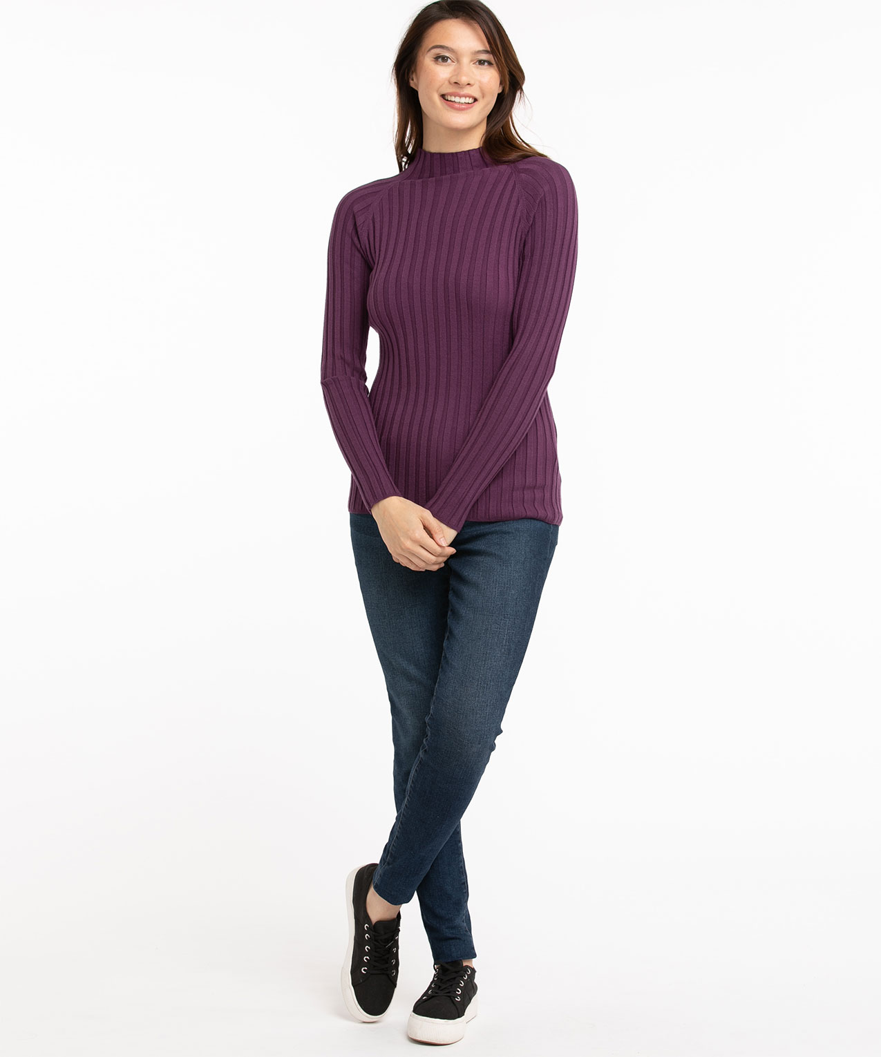 EcoVero™ Mock Neck Ribbed Sweater